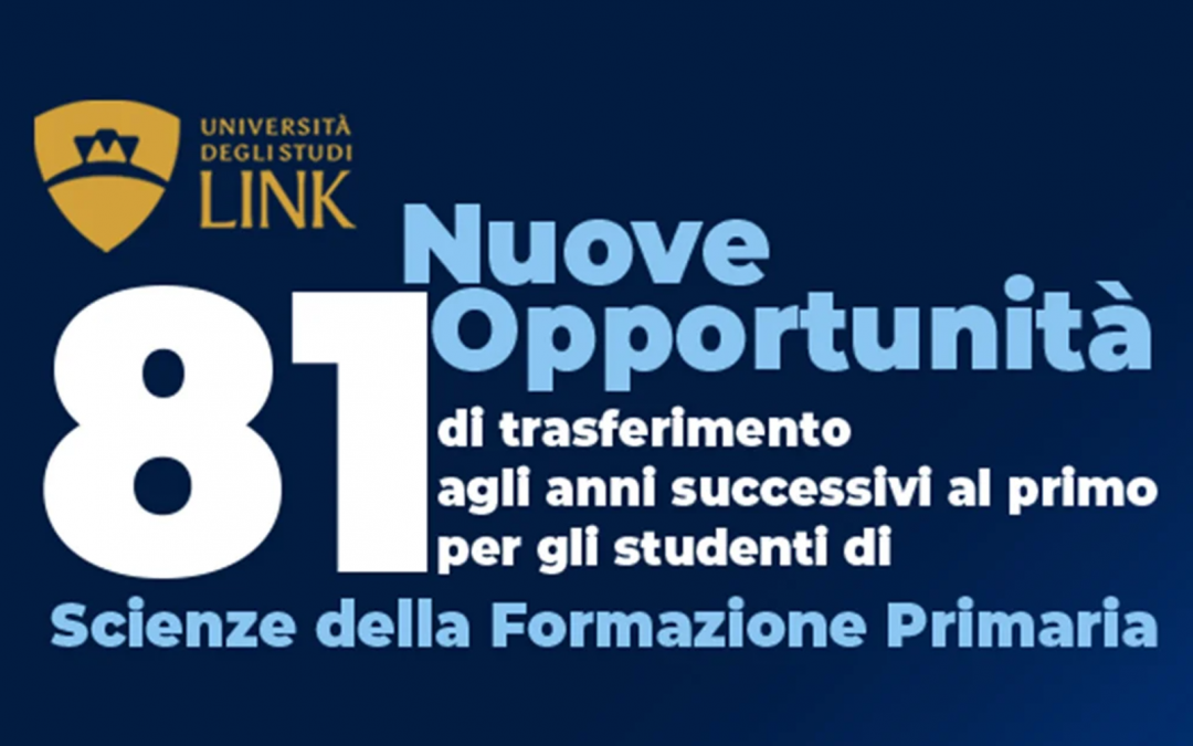 Scienze della Formazione Primaria alla Link, pubblicato il bando per chi vuole trasferirsi: 81 opportunità e borse di studio per la sede universitaria di Città di Castello