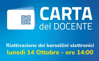 Carta del docente, Ministero: il servizio sarà attivo dal 14 ottobre