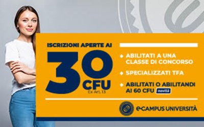 Iscrizioni aperte al percorso 30 cfu ex art. 13